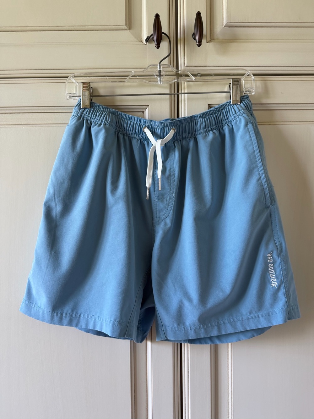 Men's Light Blue Bamboo Ave shorts with Drawstring